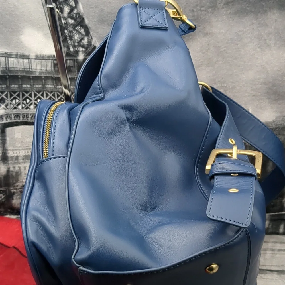 JJ Cole Vegan Leather Brookmont Backpack Diaper Bag Blue
